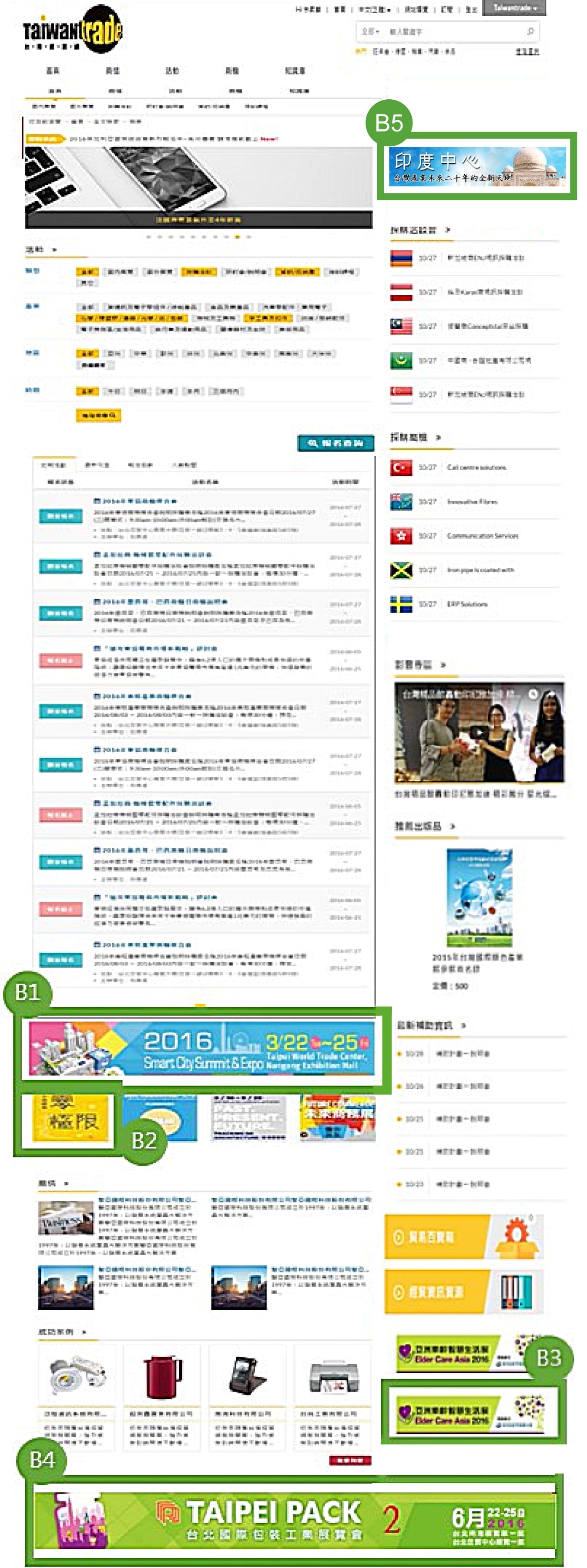 中文活動專區廣告版位示意圖
